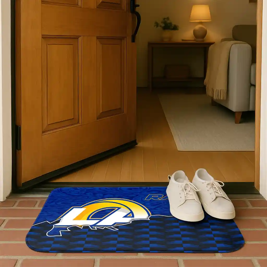 los-angeles-rams-tribal-detailing-blue-black-doormat-fashion-forward.webp