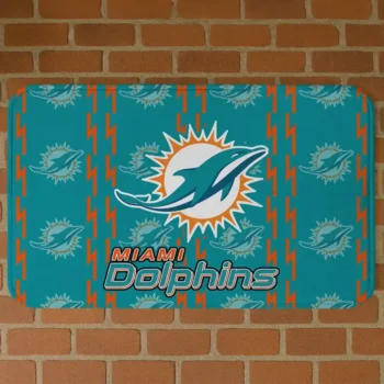 Aqua Bolt Row Miami Dolphins Doormat - Non-Slip Fan Mat