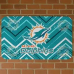 Aqua Chevron Geometrics Miami Dolphins Doormat - Non-Slip Fan Mat