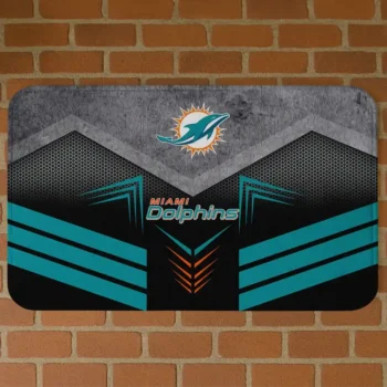 Aqua/Black Chevron Points Miami Dolphins Doormat - Non-Slip Fan Mat
