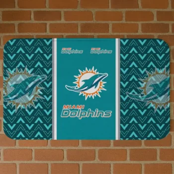 Aqua Chevron Stack Miami Dolphins Doormat - Non-Slip Fan Mat