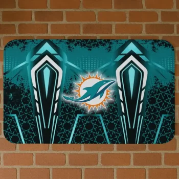 Aqua Graphic Stripes Miami Dolphins Doormat - Non-Slip Fan Mat