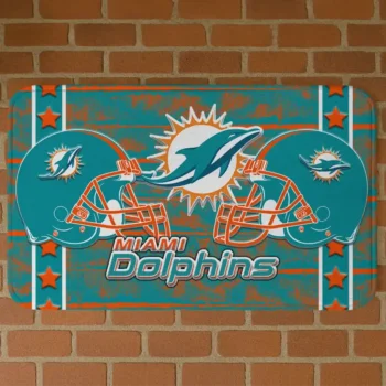 Aqua Helmet Illustration Miami Dolphins Doormat - Non-Slip Fan Mat