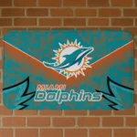 Aqua Layered Lines Miami Dolphins Doormat - Non-Slip Fan Mat