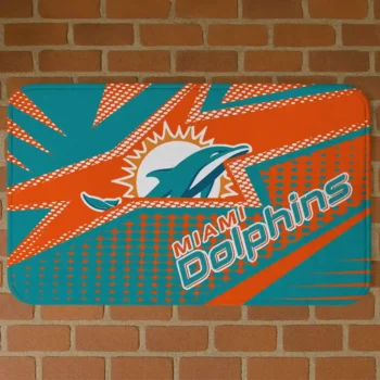 Aqua Sharp Flash Miami Dolphins Doormat - Non-Slip Fan Mat