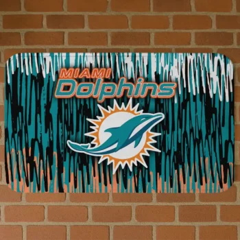 Aqua Vertical Flow Miami Dolphins Doormat - Non-Slip Fan Mat