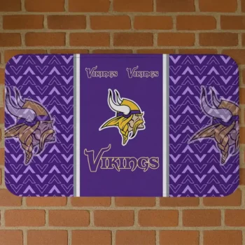 Purple Chevron Stack Minnesota Vikings Doormat - Non-Slip Fan Mat