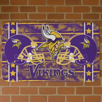 Purple Helmet Illustration Minnesota Vikings Doormat - Non-Slip Fan Mat