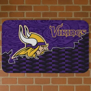 Black/Purple Tribal Detailing Minnesota Vikings Doormat - Non-Slip Fan Mat