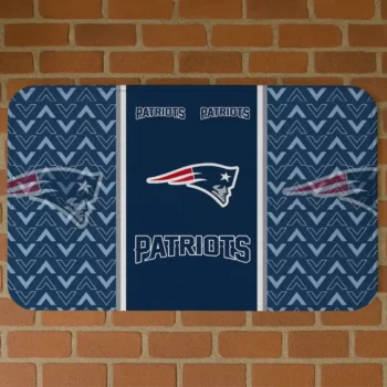 Blue Chevron Stack New England Patriots Doormat - Non-Slip Fan Mat