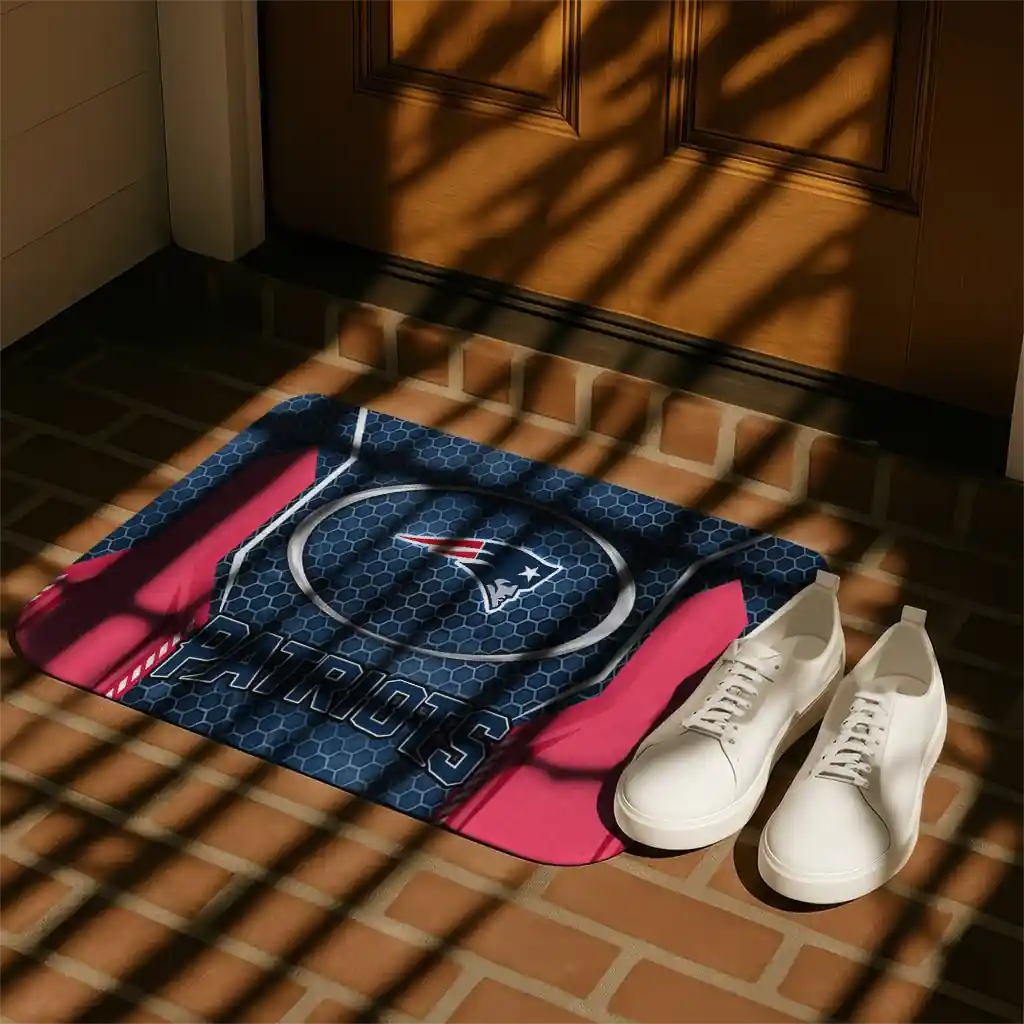 new-england-patriots-hexagon-oval-blue-doormat-trendy.webp