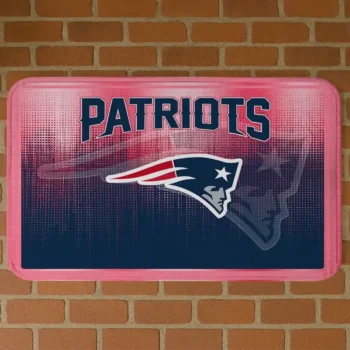 Blue Pixel Blur New England Patriots Doormat - Non-Slip Fan Mat