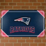 Blue Silver Halftone New England Patriots Doormat - Non-Slip Fan Mat