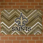 Gold Chevron Geometrics New Orleans Saints Doormat - Non-Slip Fan Mat