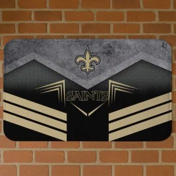 Black/Gold Chevron Points New Orleans Saints Doormat - Non-Slip Fan Mat