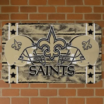 Gold Helmet Illustration New Orleans Saints Doormat - Non-Slip Fan Mat