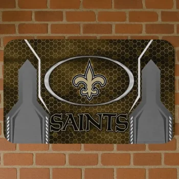 Gold Hexagon Oval New Orleans Saints Doormat - Non-Slip Fan Mat