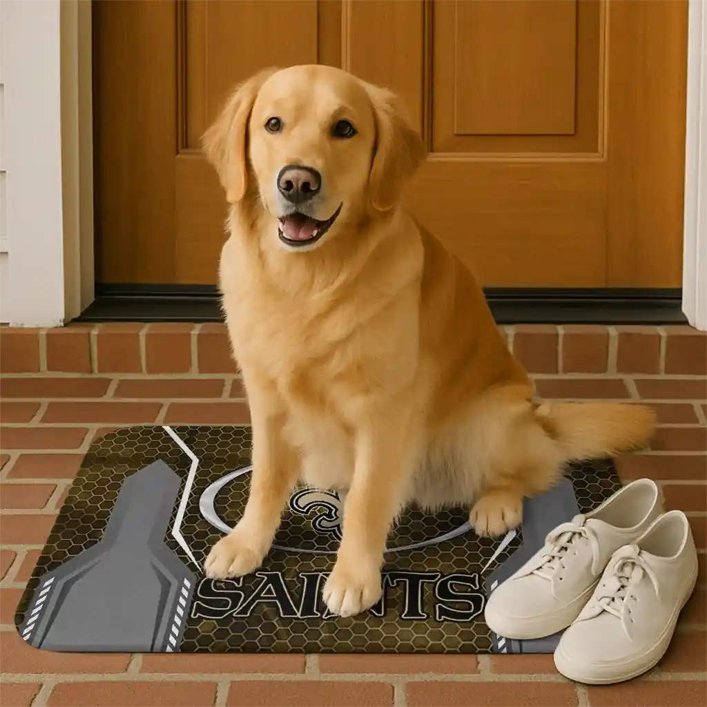new-orleans-saints-hexagon-oval-gold-doormat-high-quality.webp