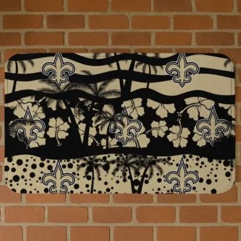 Black/Gold Palm Silhouette New Orleans Saints Doormat - Non-Slip Fan Mat