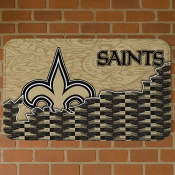 Black/Gold Tribal Detailing New Orleans Saints Doormat - Non-Slip Fan Mat