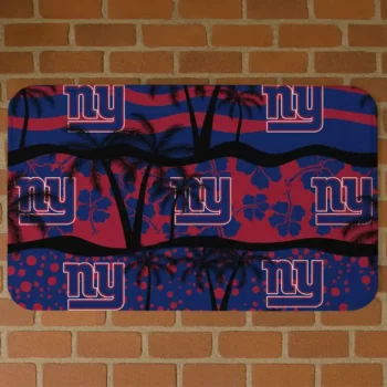 Black/Blue Palm Silhouette New York Giants Doormat - Non-Slip Fan Mat