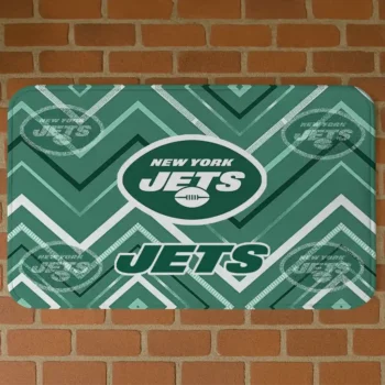 Green Chevron Geometrics New York Jets Doormat - Non-Slip Fan Mat