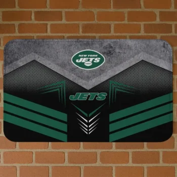 Black/Green Chevron Points New York Jets Doormat - Non-Slip Fan Mat