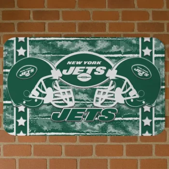 Green Helmet Illustration New York Jets Doormat - Non-Slip Fan Mat