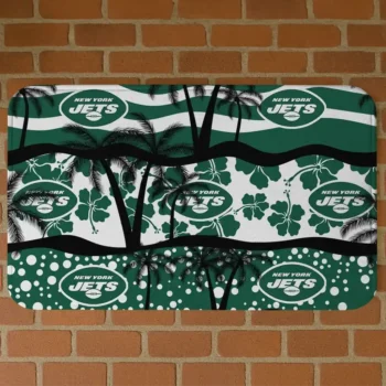 Black/Green Palm Silhouette New York Jets Doormat - Non-Slip Fan Mat