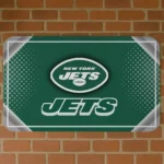 Green Silver Halftone New York Jets Doormat - Non-Slip Fan Mat