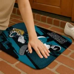 personalized-jacksonville-jaguars-mickey-quarterback-teal-black-doormat-best-selling.webp