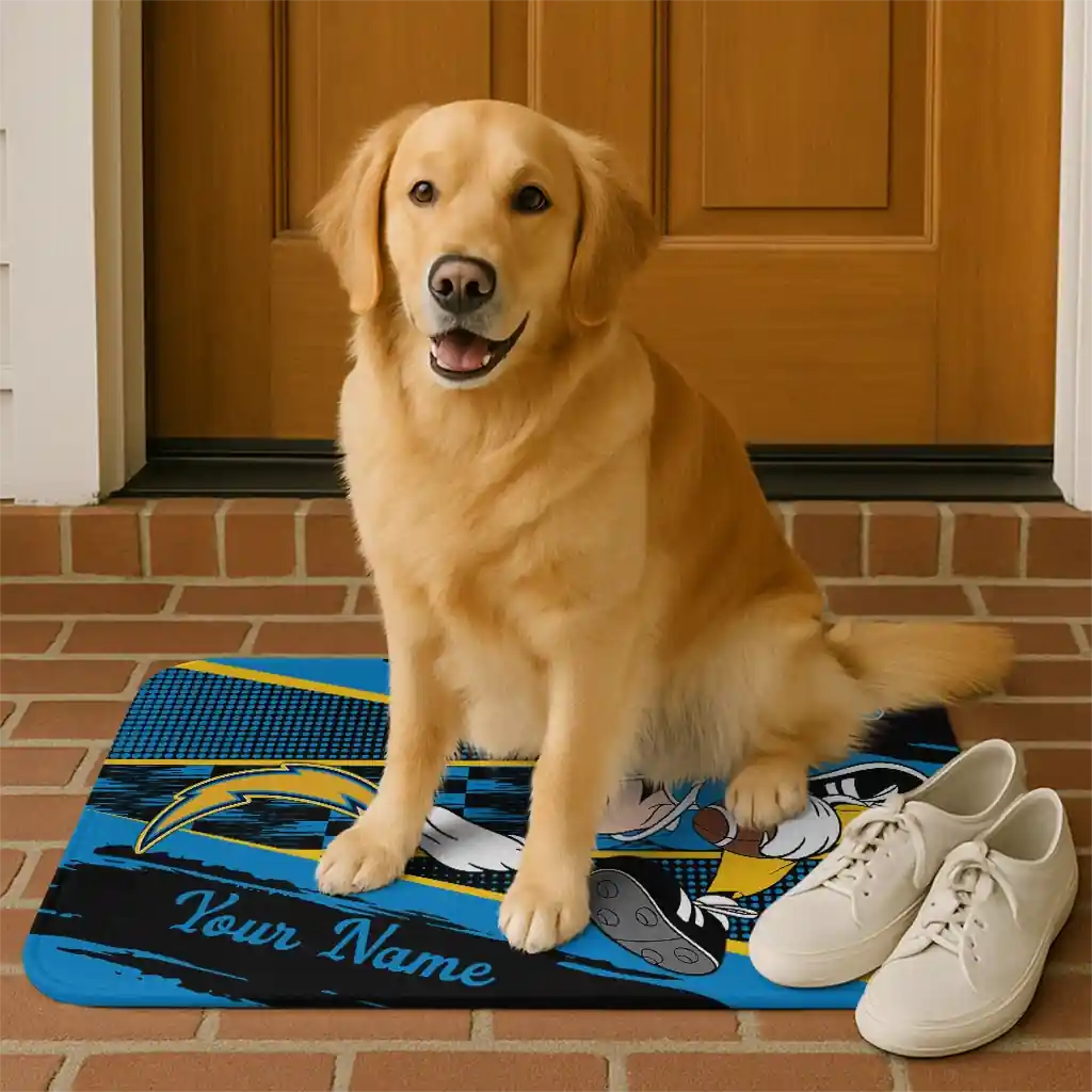 personalized-los-angeles-chargers-mickey-quarterback-blue-black-doormat-high-quality.webp
