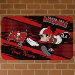 Custom Black/Red Mickey Quarterback Tampa Bay Buccaneers Doormat - Personalized Non-Slip Fan Mat