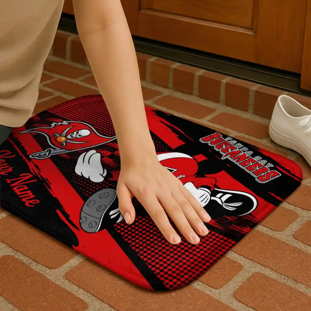 personalized-tampa-bay-buccaneers-mickey-quarterback-red-black-doormat-premium-grade.webp