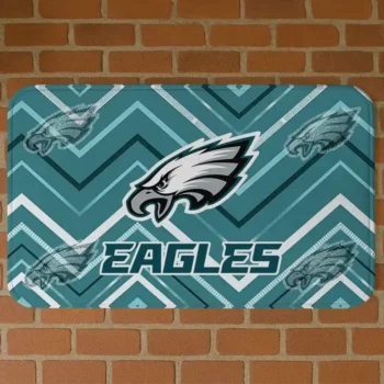 Green Chevron Geometrics Philadelphia Eagles Doormat - Non-Slip Fan Mat