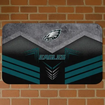 Black/Green Chevron Points Philadelphia Eagles Doormat - Non-Slip Fan Mat