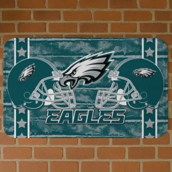 Green Helmet Illustration Philadelphia Eagles Doormat - Non-Slip Fan Mat