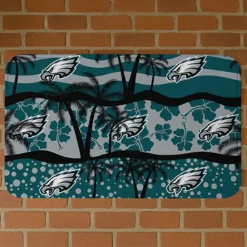 Black/Green Palm Silhouette Philadelphia Eagles Doormat - Non-Slip Fan Mat