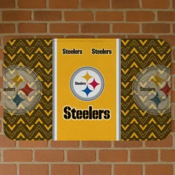 Gold Chevron Stack Pittsburgh Steelers Doormat - Non-Slip Fan Mat