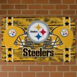 Gold Helmet Illustration Pittsburgh Steelers Doormat - Non-Slip Fan Mat