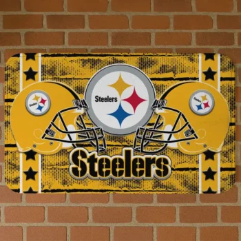 Gold Helmet Illustration Pittsburgh Steelers Doormat - Non-Slip Fan Mat