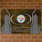 Gold Hexagon Oval Pittsburgh Steelers Doormat - Non-Slip Fan Mat