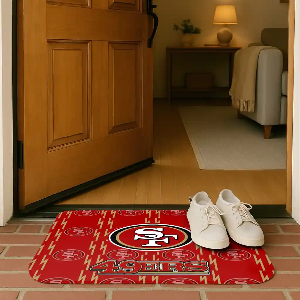 san-francisco-49ers-bolt-row-red-doormat-fashion-forward.webp