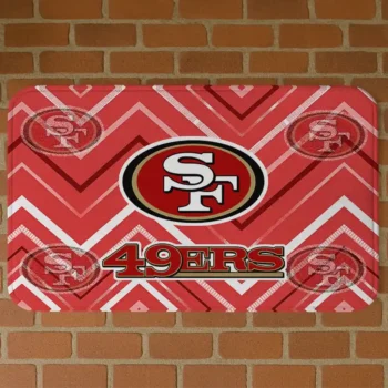 Red Chevron Geometrics San Francisco 49ers Doormat - Non-Slip Fan Mat