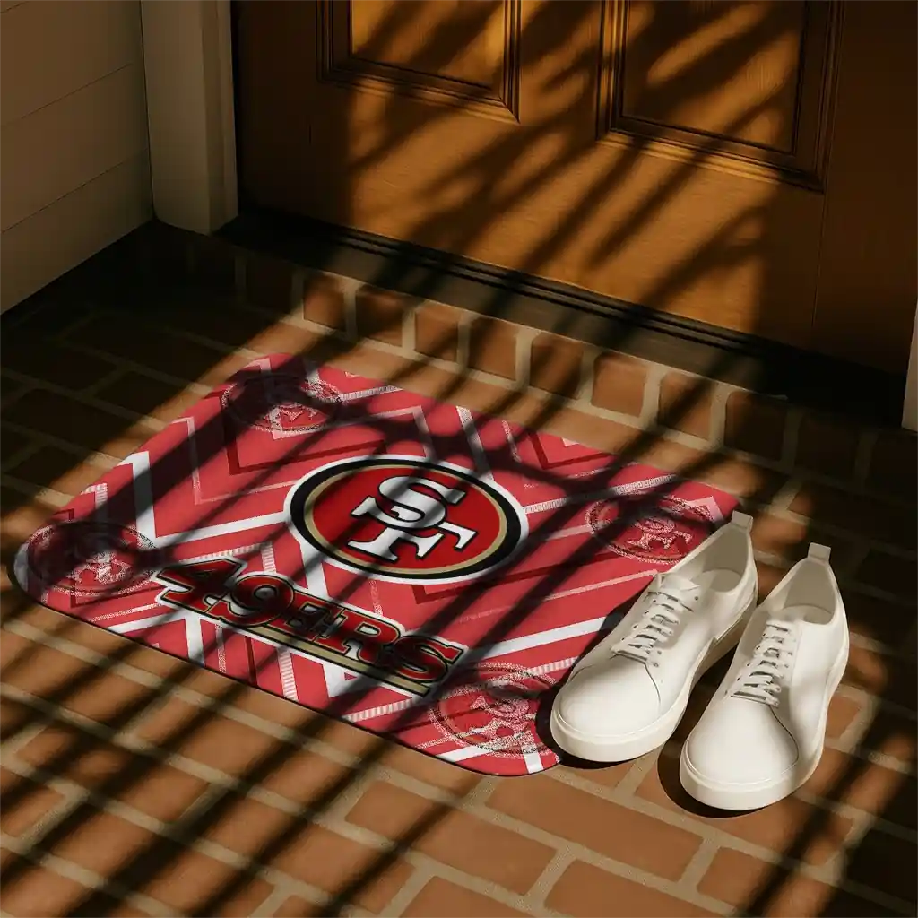 san-francisco-49ers-chevron-geometrics-red-doormat-trendy.webp