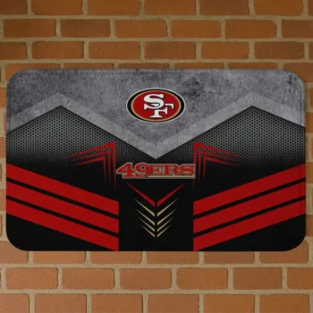 Black/Red Chevron Points San Francisco 49ers Doormat - Non-Slip Fan Mat