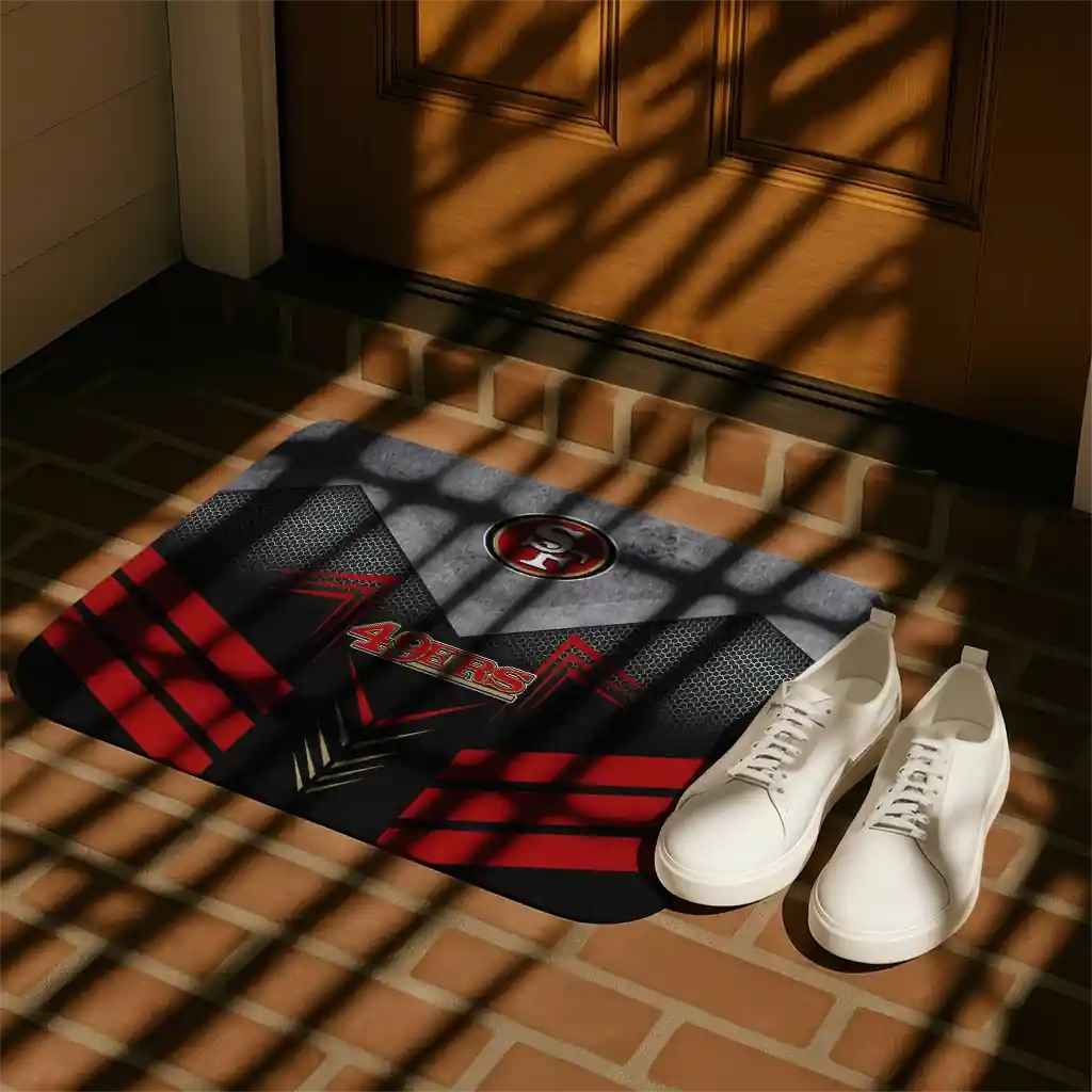 san-francisco-49ers-chevron-points-red-black-doormat-trendy.webp