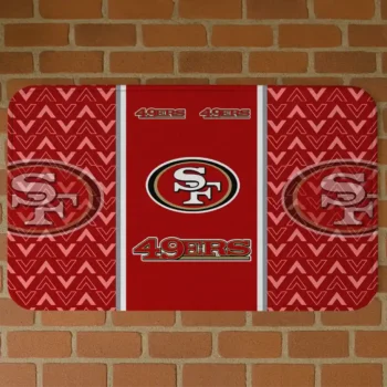 Red Chevron Stack San Francisco 49ers Doormat - Non-Slip Fan Mat