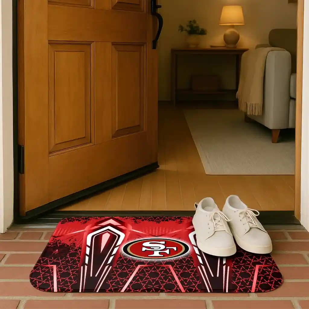san-francisco-49ers-graphic-stripes-red-doormat-fashion-forward.webp