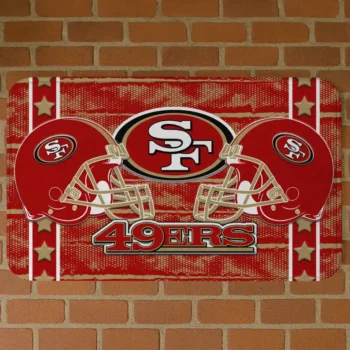 Red Helmet Illustration San Francisco 49ers Doormat - Non-Slip Fan Mat